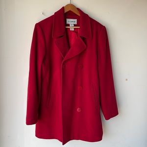 L. L Beans Women’s Red Wool  Cashmere Coat Size 16